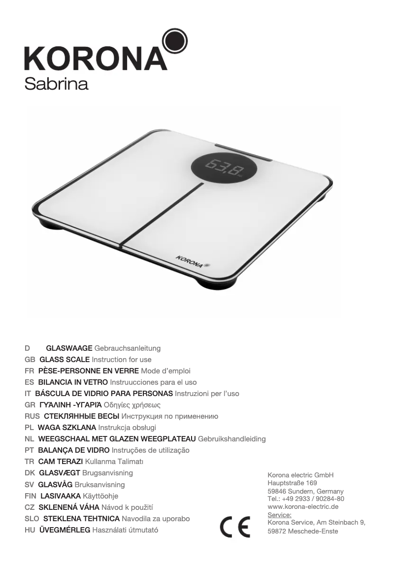 Image de la première page du manuel de l'appareil Sabrina 75757
