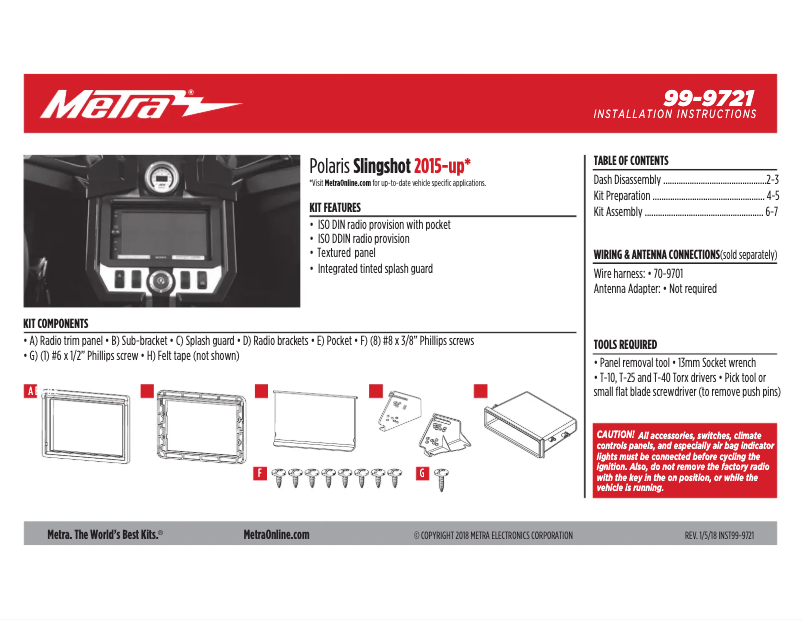 Page 1 of the manual User Manual Metra 99-9721