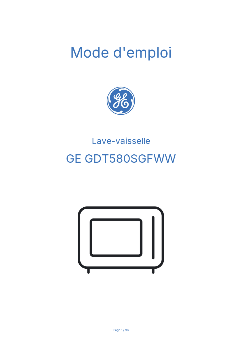 Page n°1 - Mode d'emploi GE GDT580SGFWW