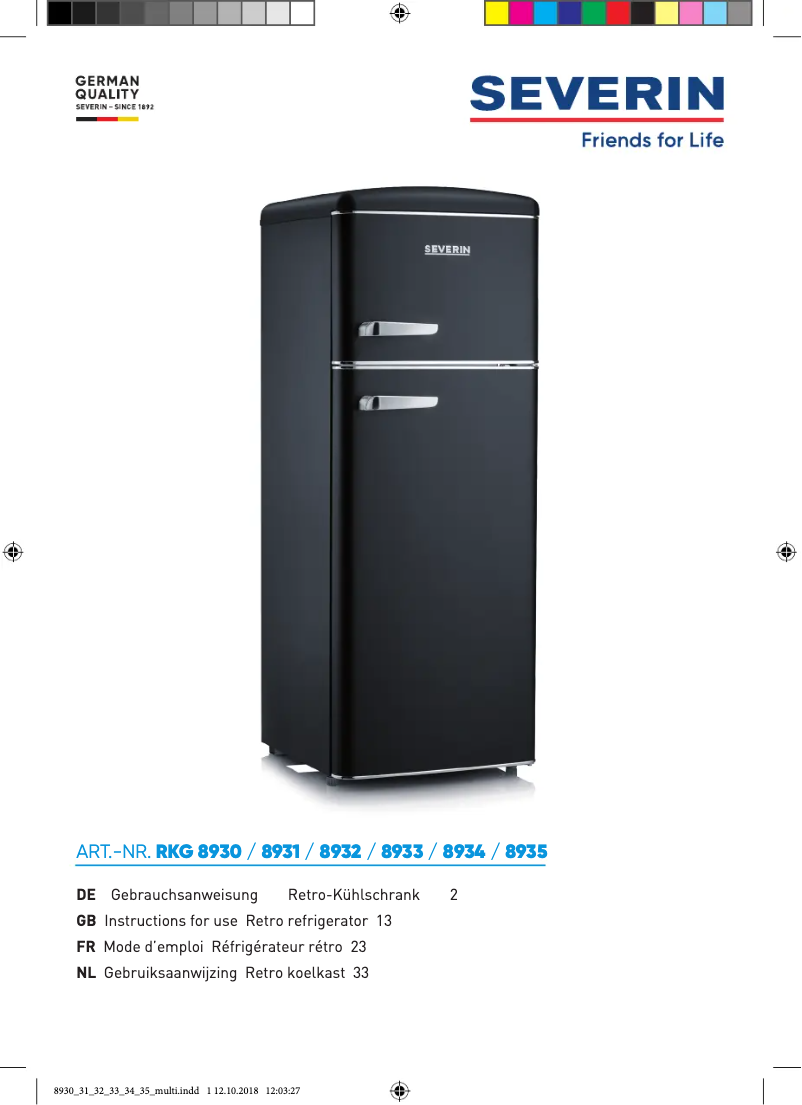 Page n°1 - Manuel utilisateur Severin RKS 8835 Retro