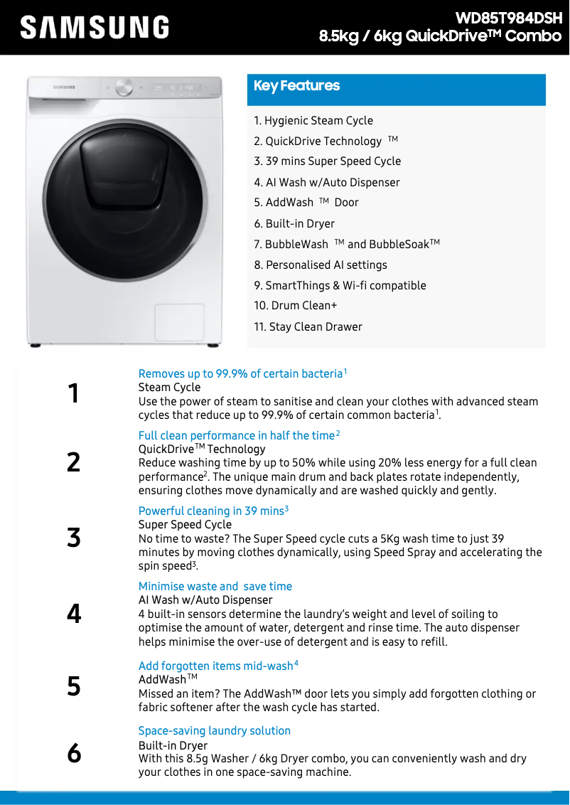 Image de la première page du manuel de l'appareil WD85T984DSH