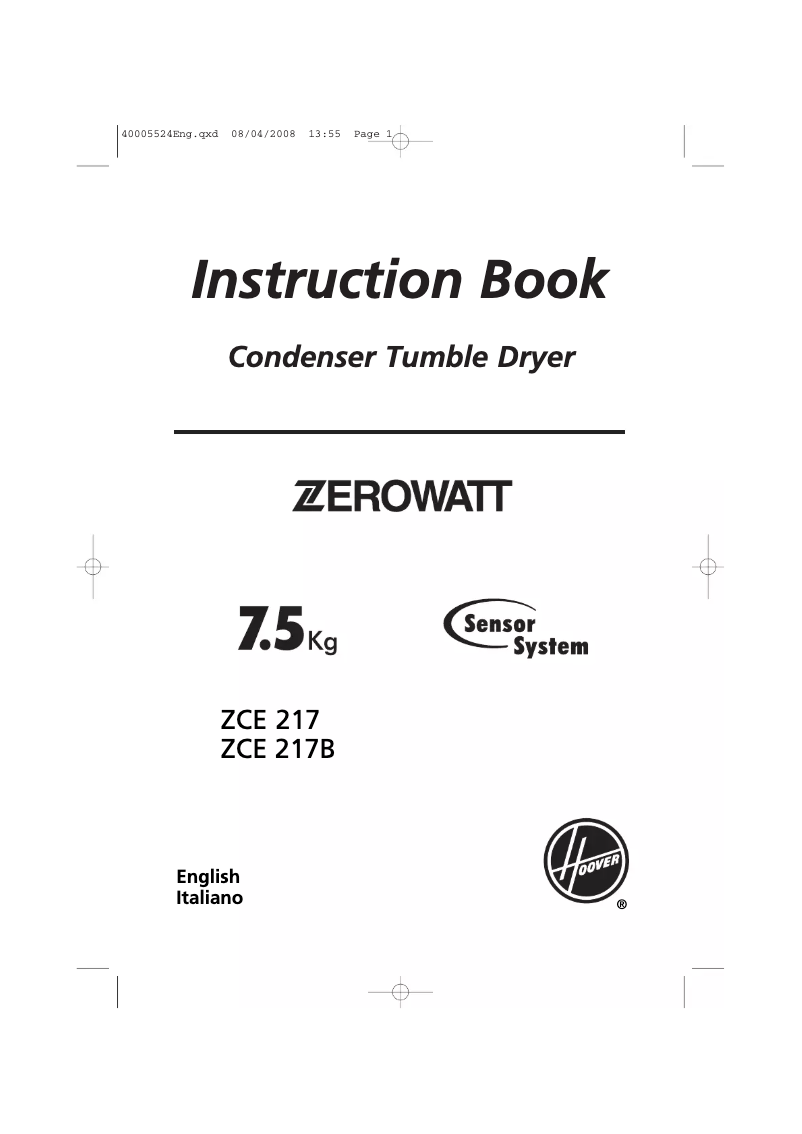 Page n°1 - Manuel utilisateur Zerowatt ZCE 217B/1