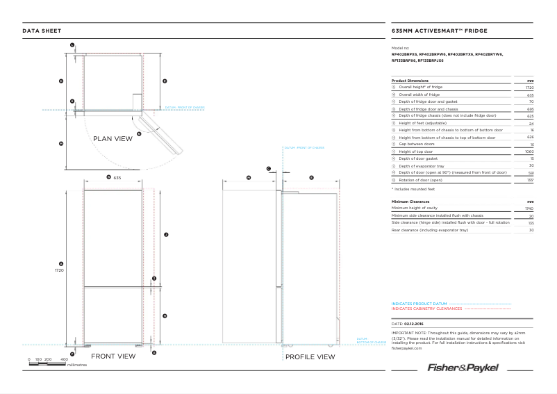 Page n°1 - Fiche technique Fisher & Paykel RF402BRPW6