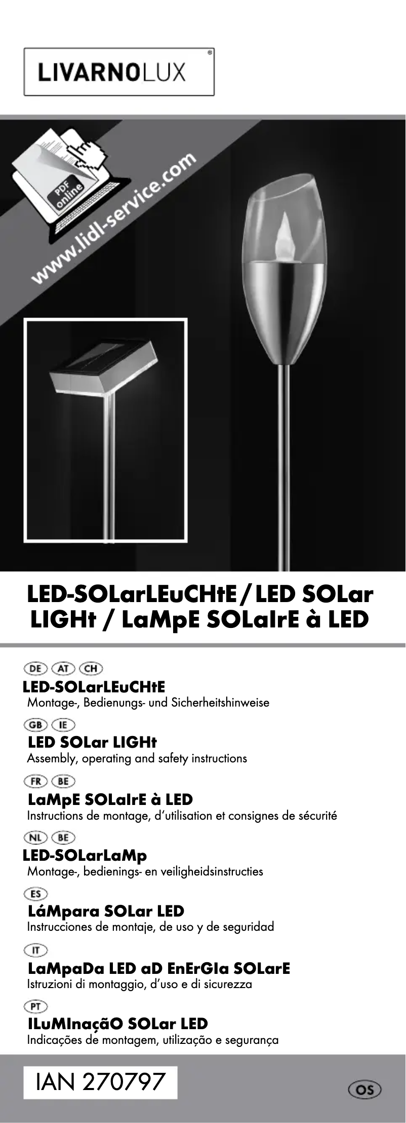 Page 1 de la notice Manuel utilisateur Livarno Lux IAN 270797