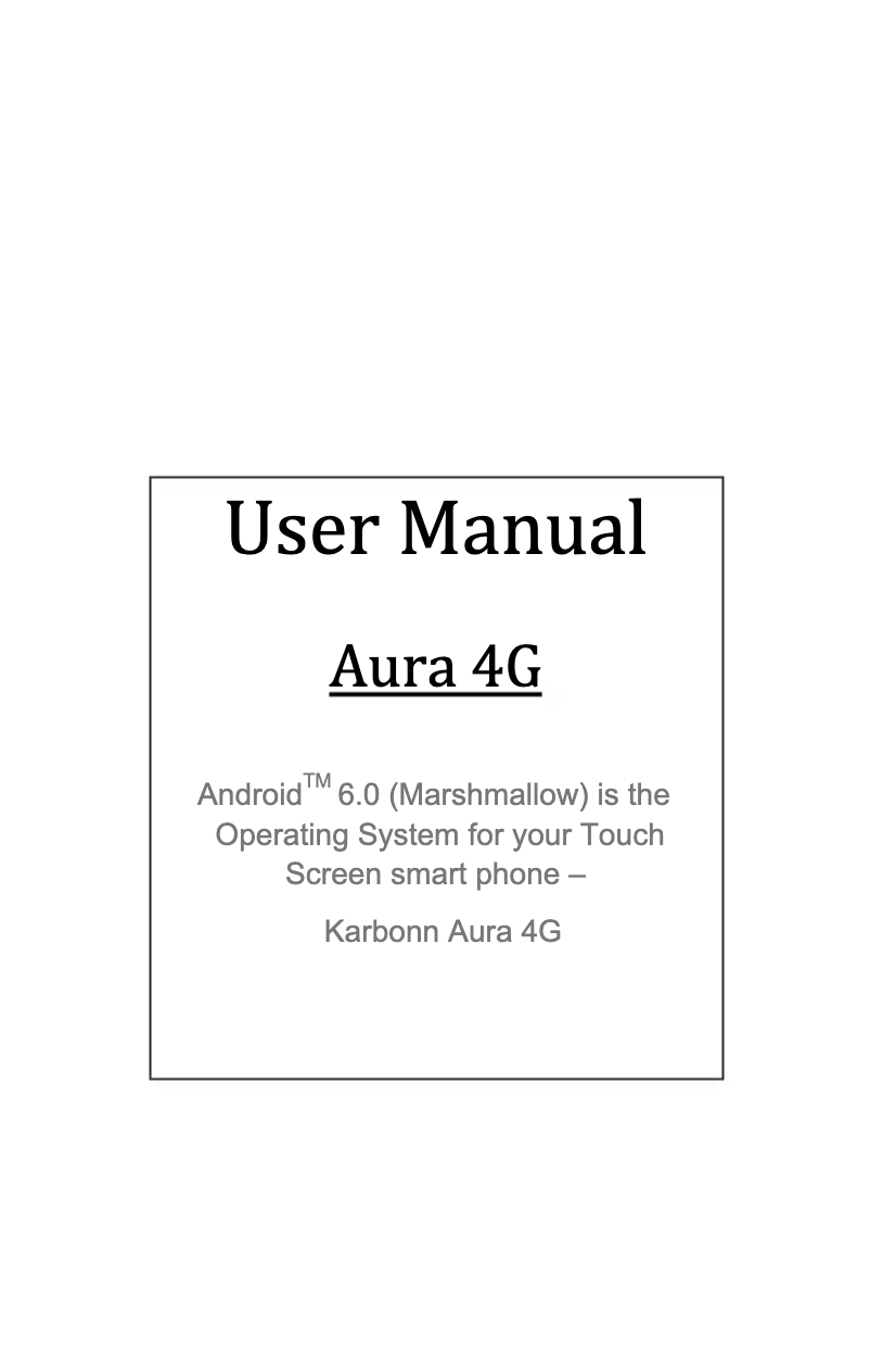 Image de la première page du manuel de l'appareil Aura 4G