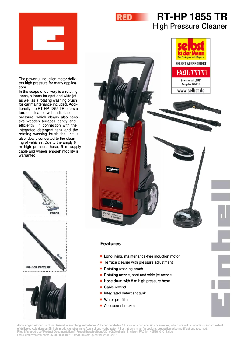 Page n°1 - Manuel utilisateur Einhell RT-HP 1855 TR