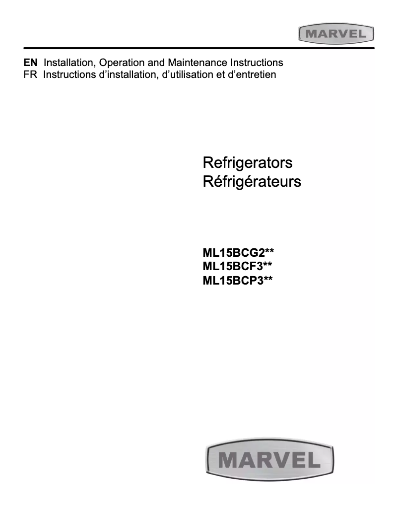 Page 1 de la notice Manuel utilisateur Marvel ML15BCF3LP
