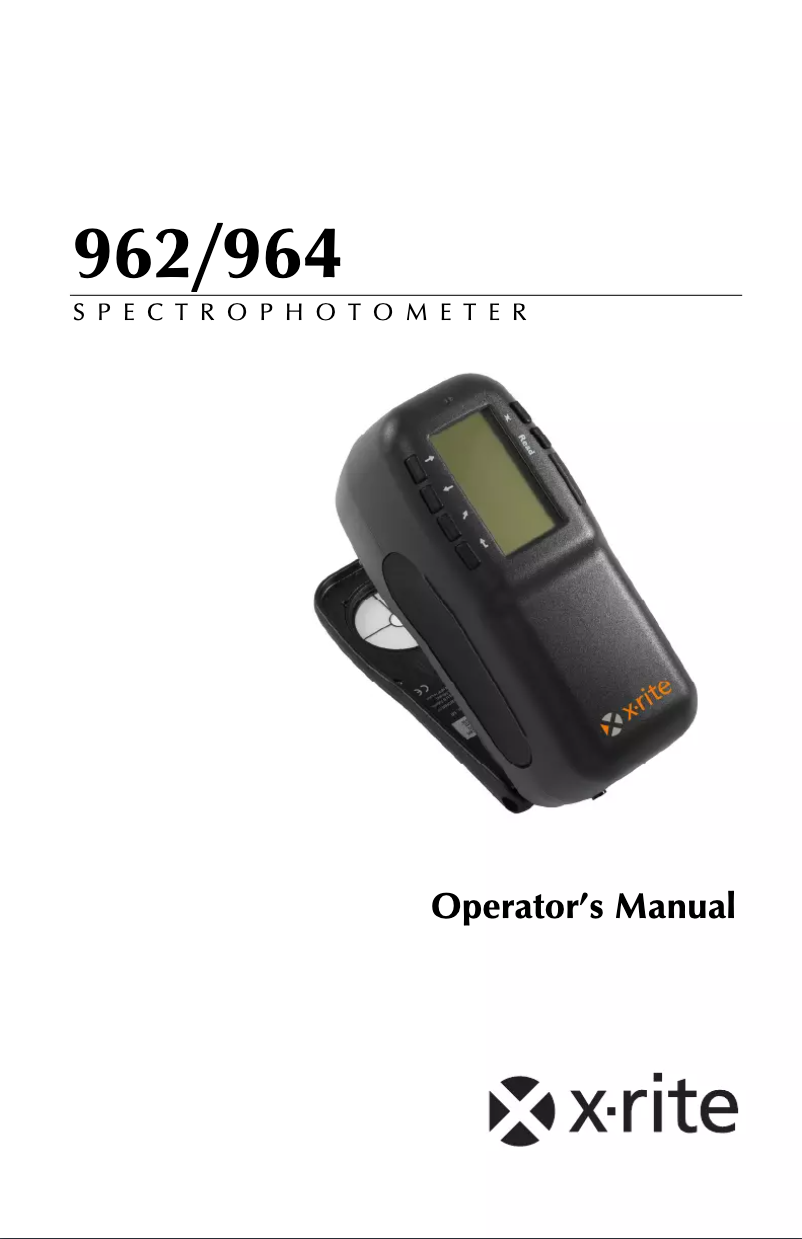 Page 1 de la notice Manuel utilisateur X-Rite 962