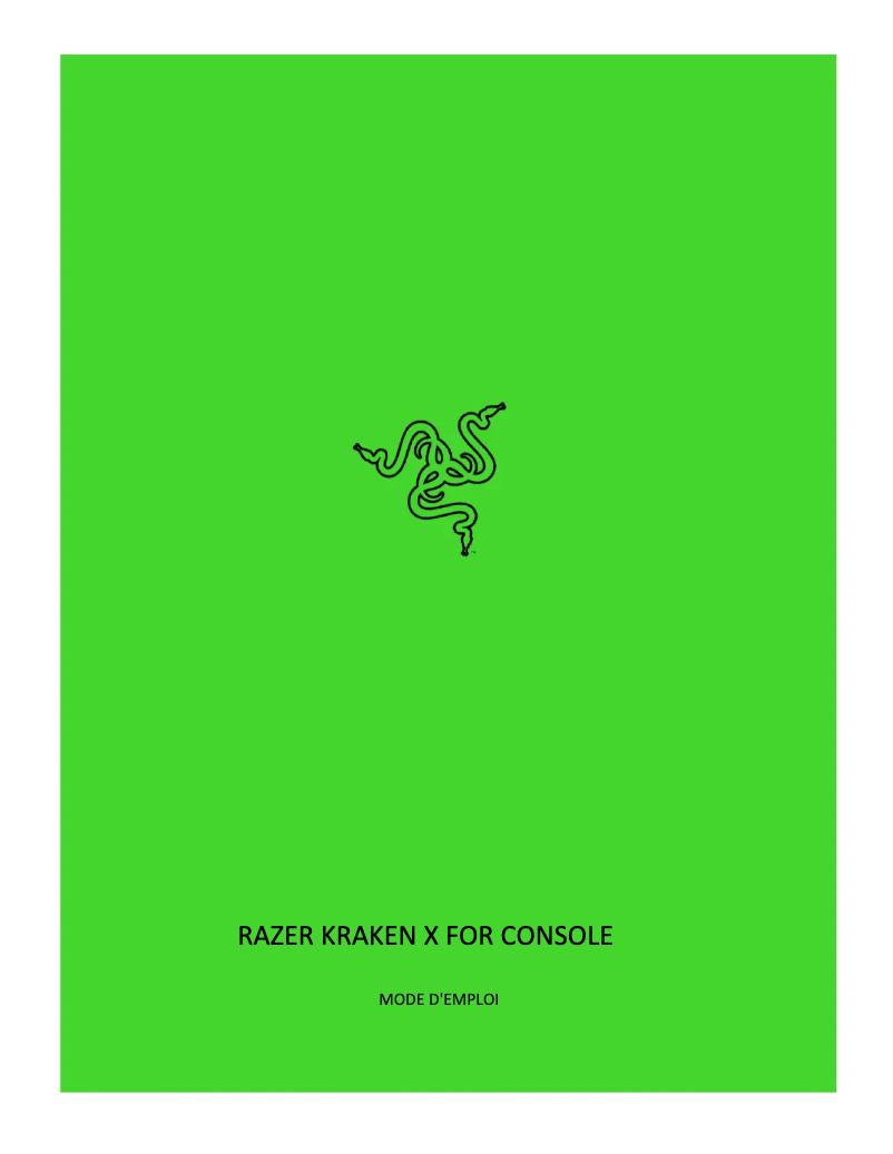 Page n°1 - Manuel utilisateur Razer Kraken X for Xbox