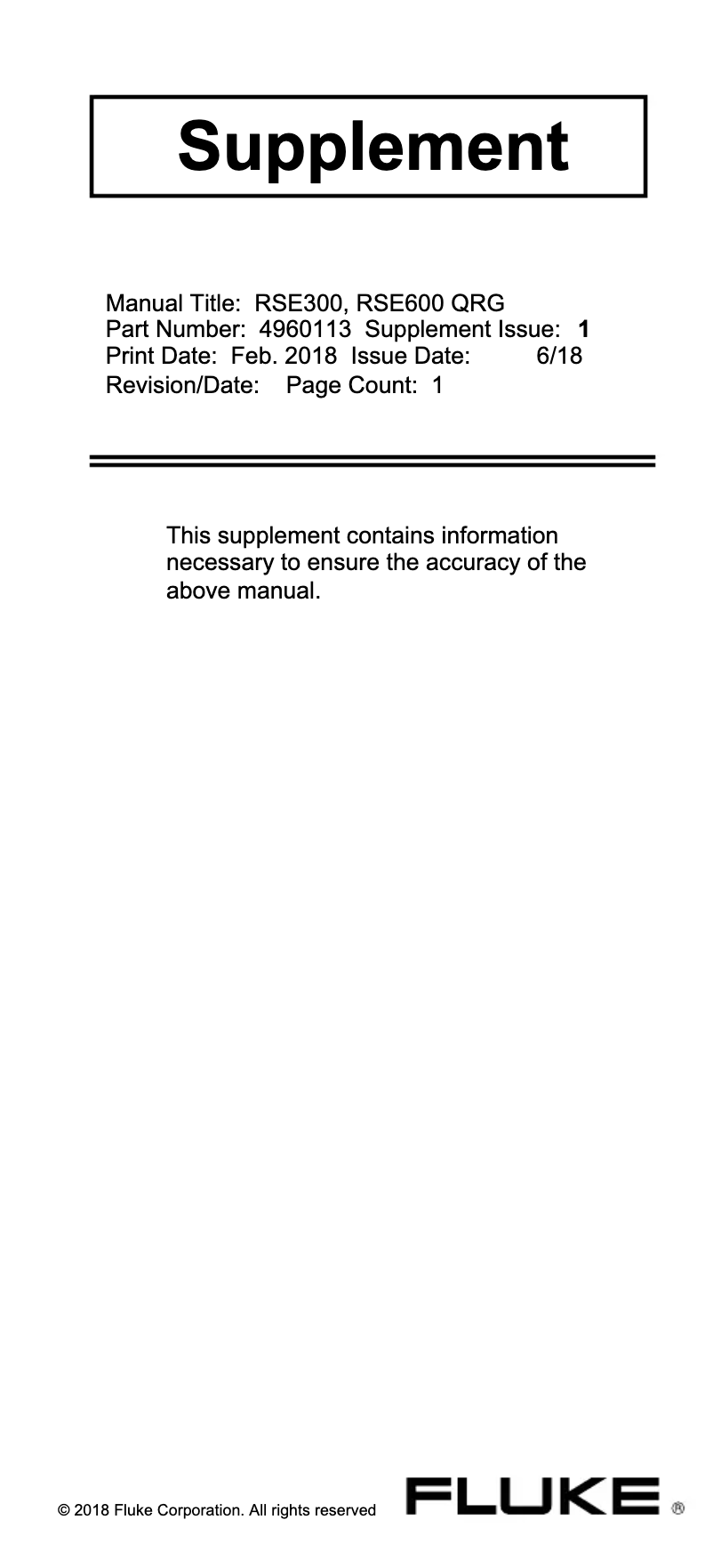 Página 1 del manual Guía de inicio rápido Fluke RSE300