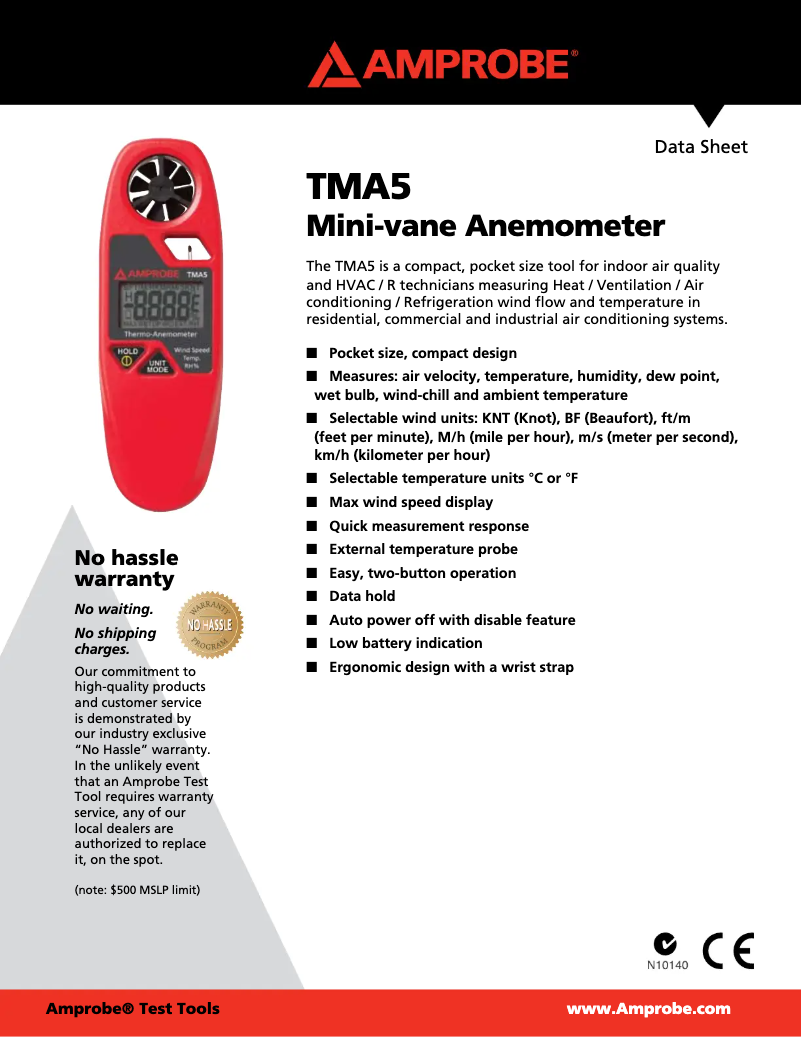 Page n°1 - Fiche technique Amprobe TMA5