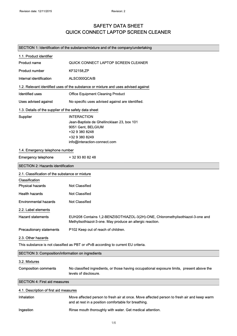 Page n°1 - Manuel utilisateur Q-Connect KF32158