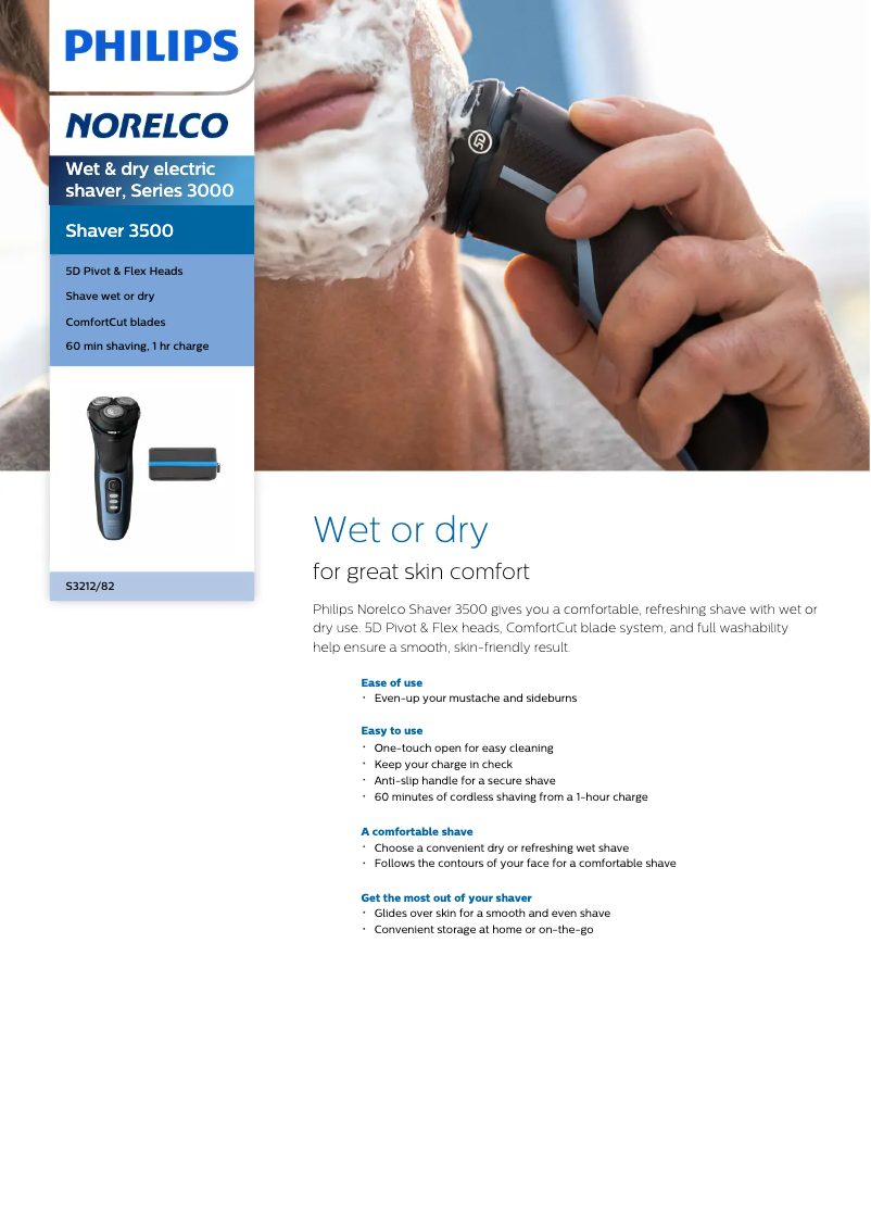 Page n°1 - Fiche technique Philips Norelco Series 3500 S3212