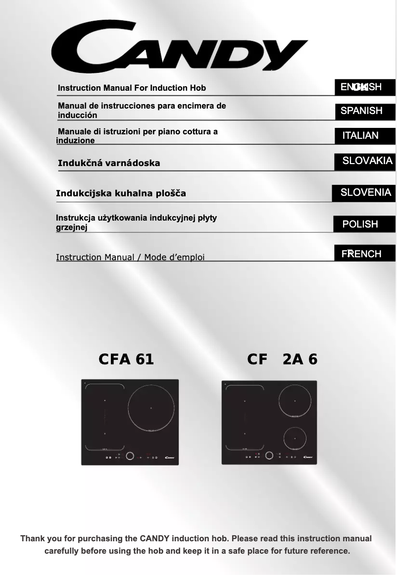 Page n°1 - Manuel utilisateur Candy CFA62