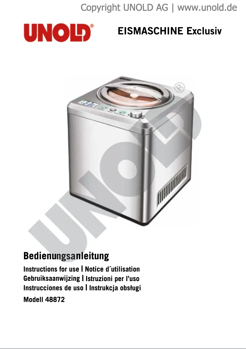 Page 1 de la notice Manuel utilisateur Unold Exklusiv 48872