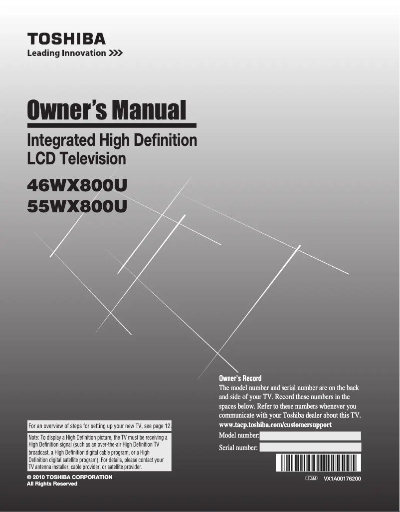 Image de la première page du manuel de l'appareil 46WX800U