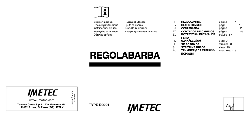 Page n°1 - Manuel utilisateur Imetec Barber Kit BK1 100