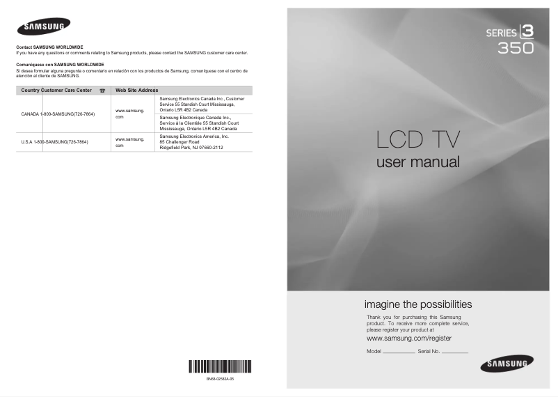 Page n°1 - Manuel utilisateur Samsung LN22C350D1D