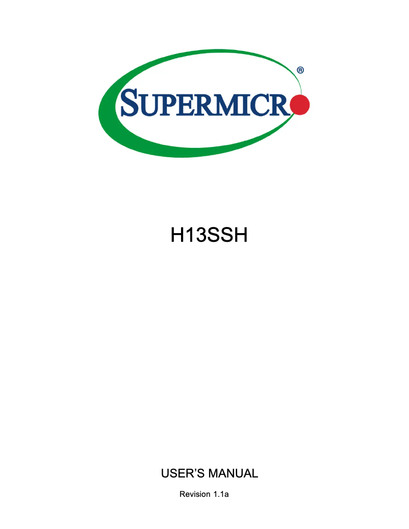 Page n°1 - Manuel utilisateur Supermicro H13SSH