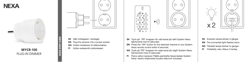 Page 1 de la notice Guide de démarrage rapide Nexa MYCR-100