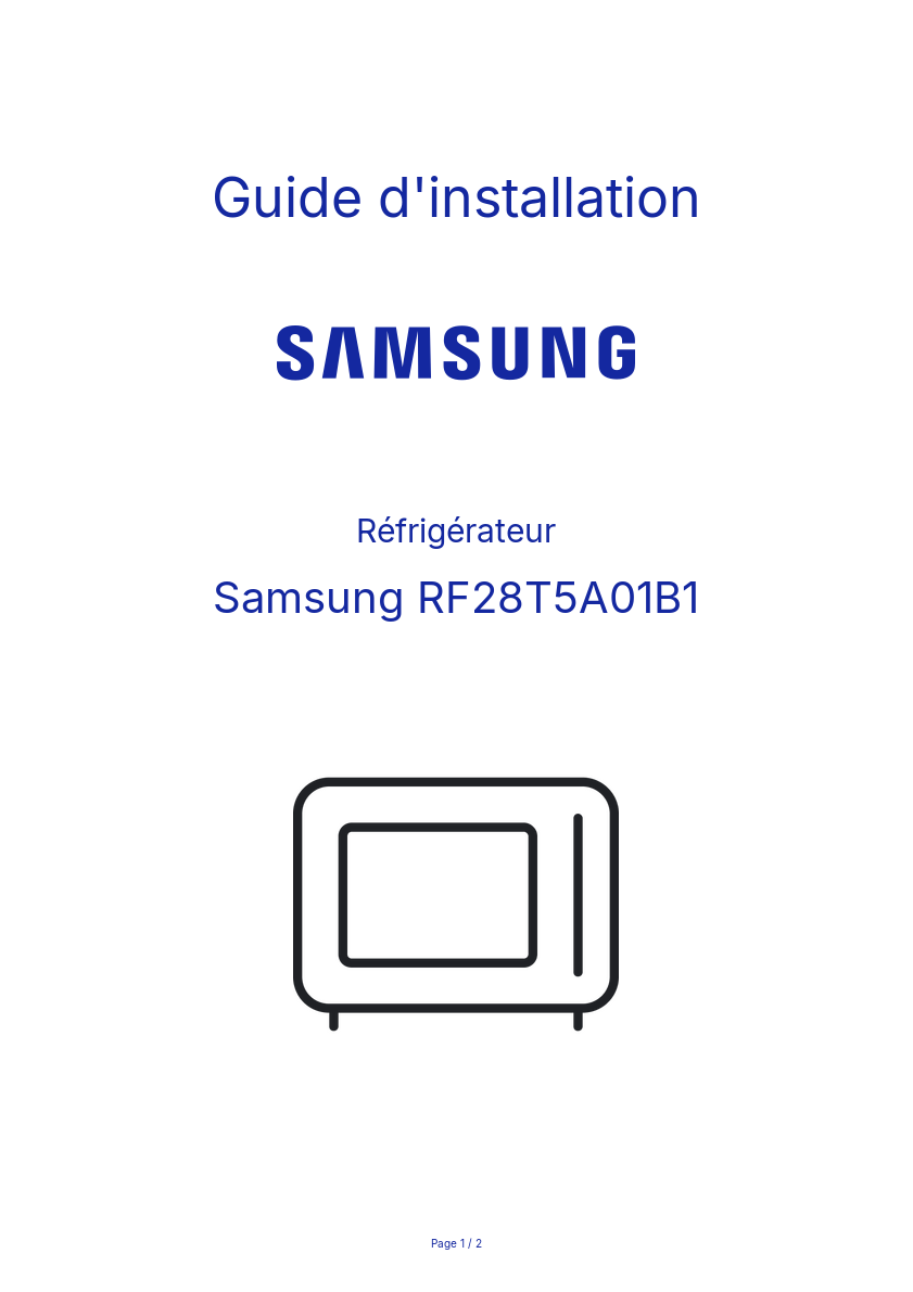 Image de la première page du manuel de l'appareil RF28T5A01B1
