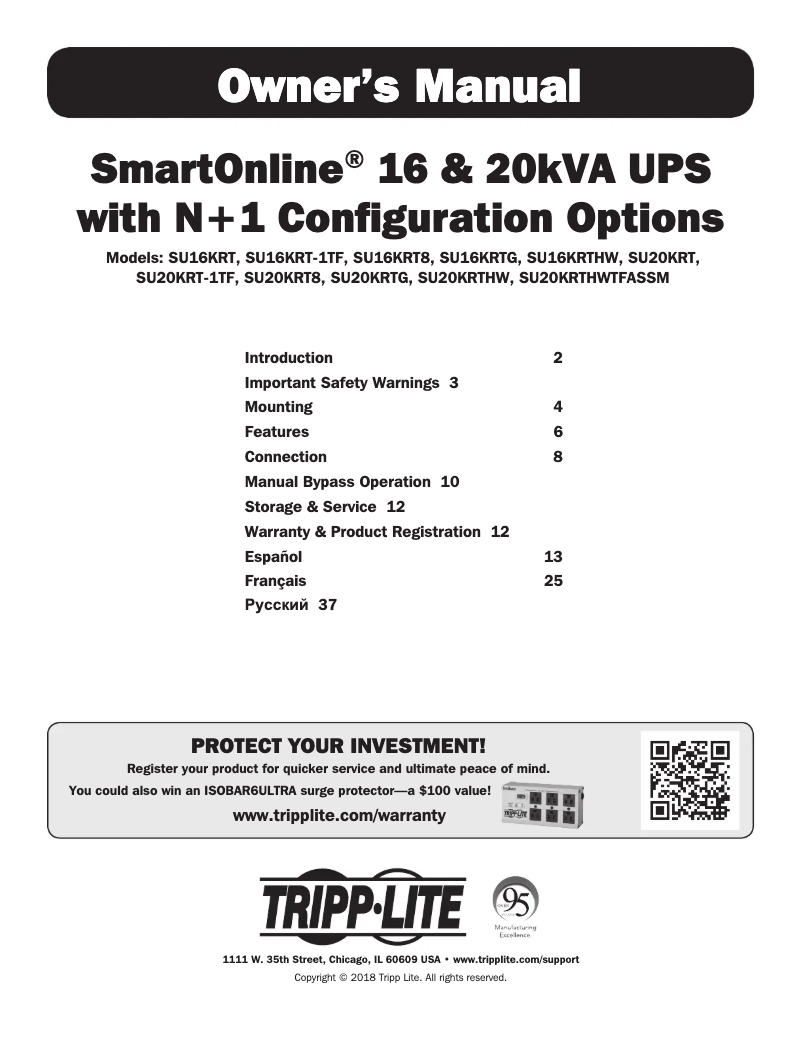 Page n°1 - Manuel utilisateur Tripp Lite SUPDMB20KHW
