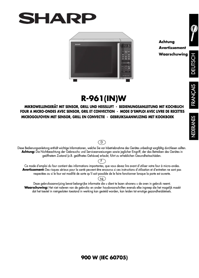 Page n°1 - Manuel utilisateur Sharp R-961INW