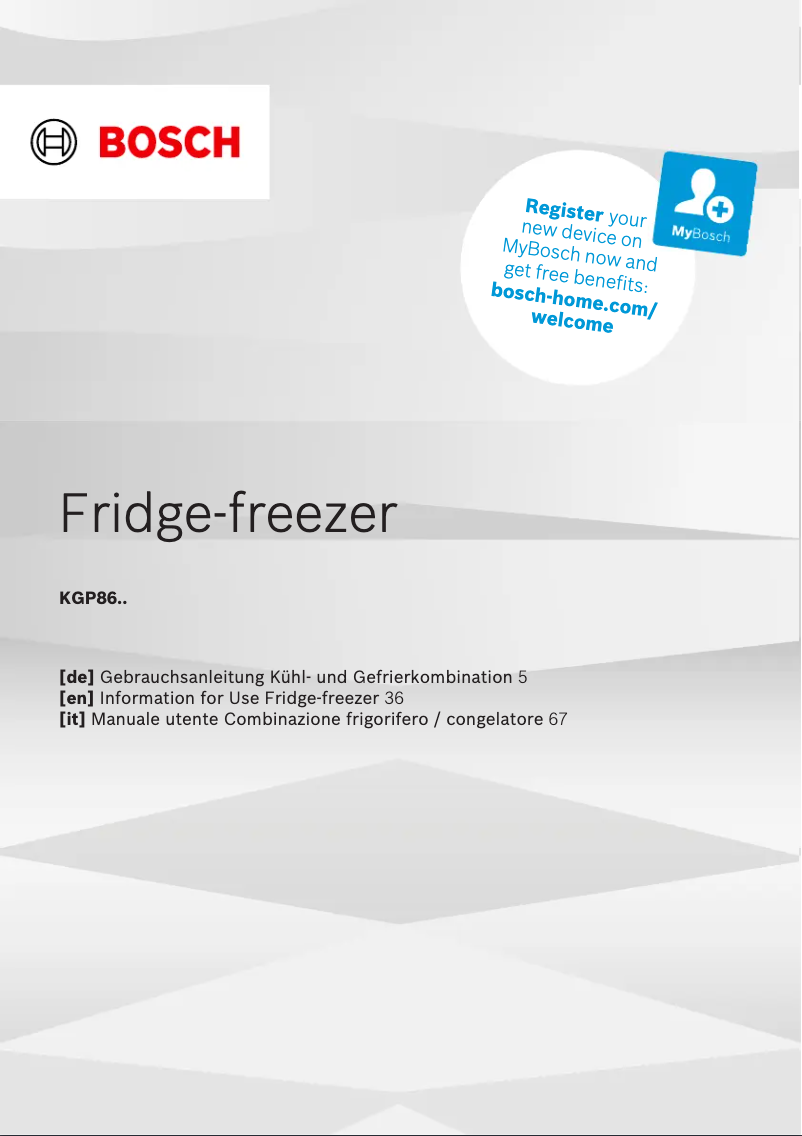 Page n°1 - Manuel utilisateur Bosch KGP86FIC0N