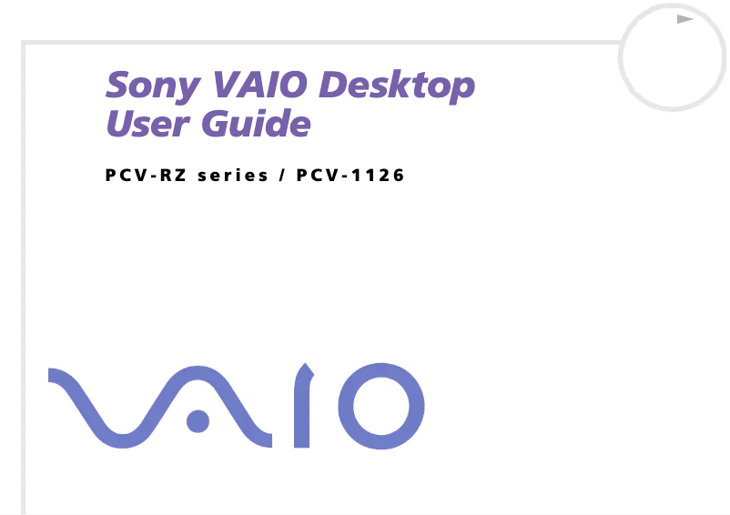 Image de la première page du manuel de l'appareil Vaio PCV-RZ312