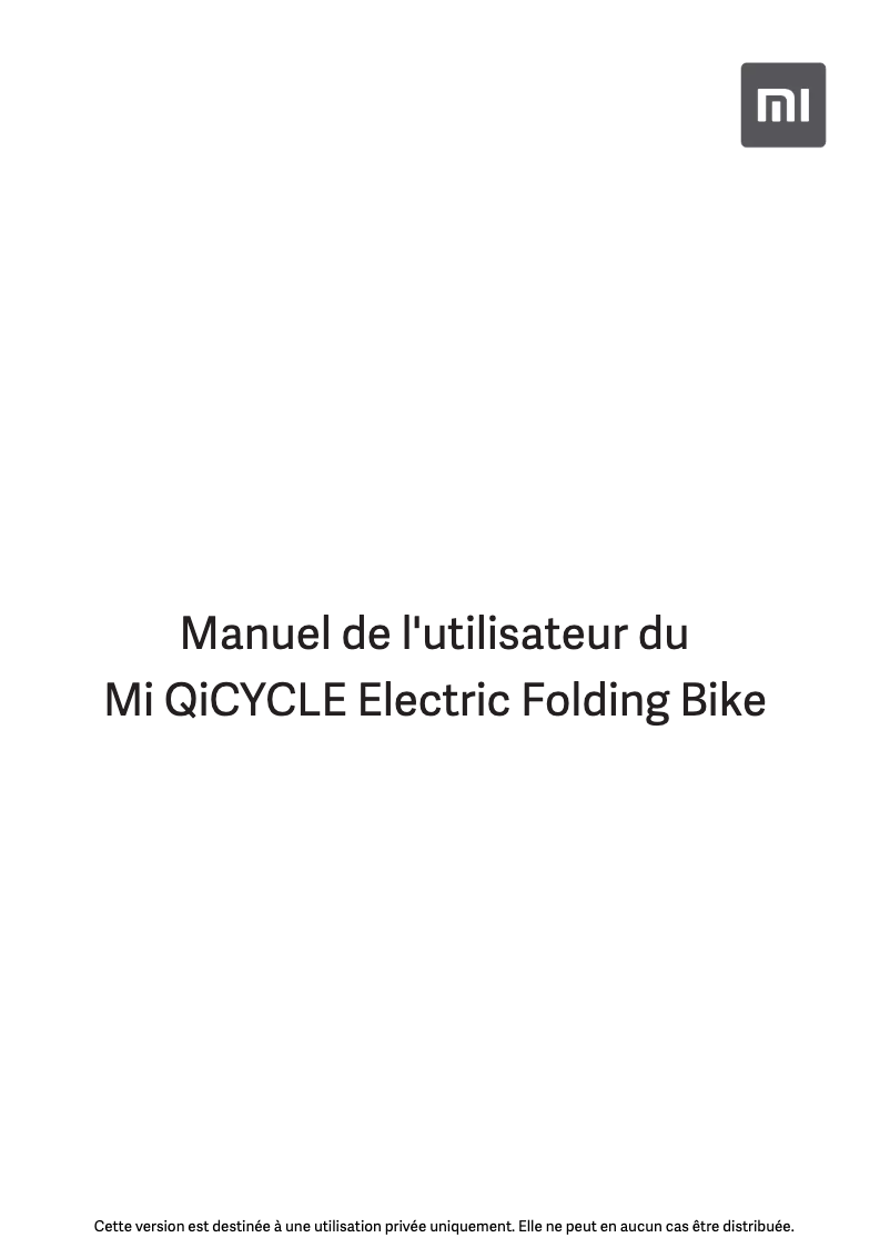 Page n°1 - Manuel utilisateur Xiaomi Mi Qicycle Folding Bike