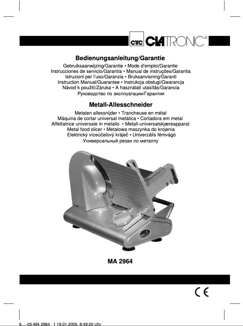 Page 1 de la notice Manuel utilisateur Clatronic MA 2964