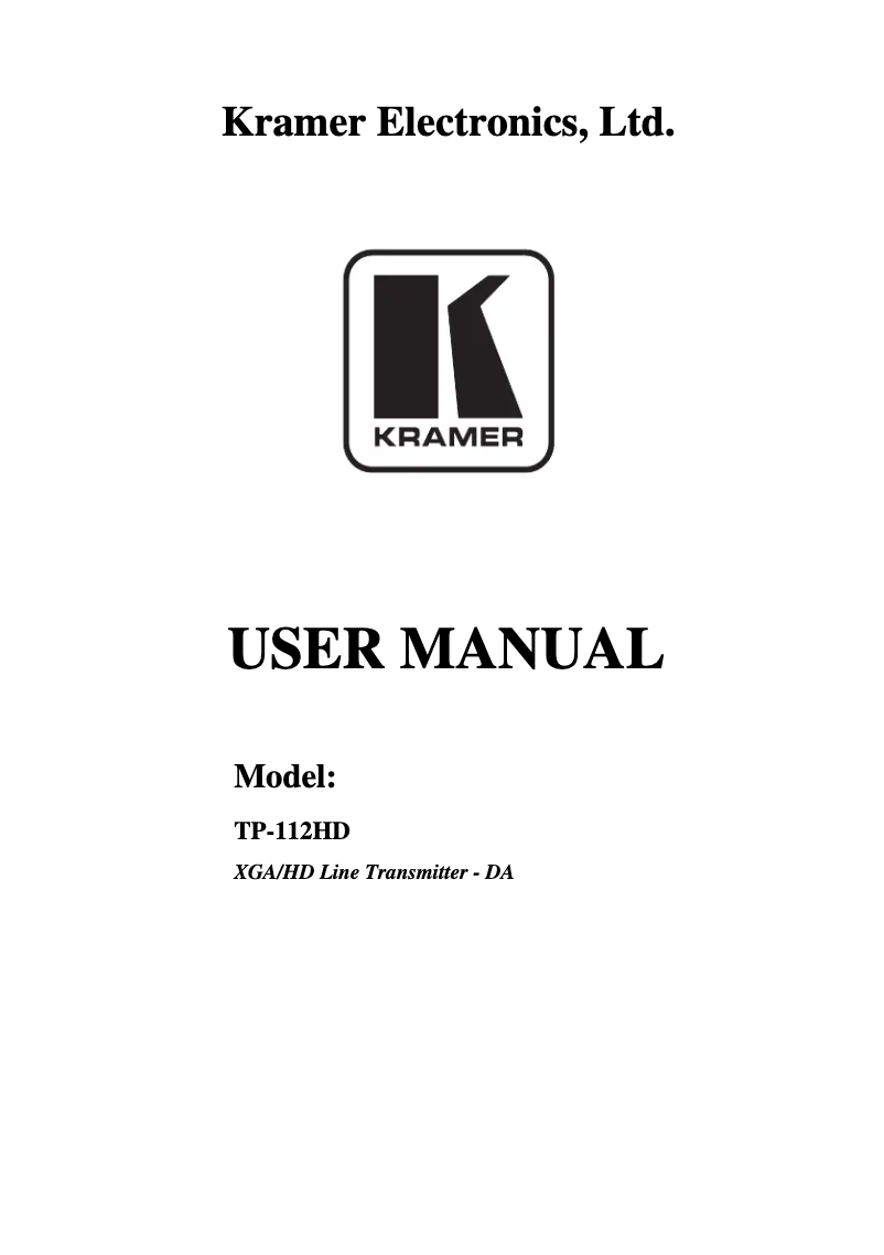 Page 1 de la notice Manuel utilisateur Kramer TP-112HD