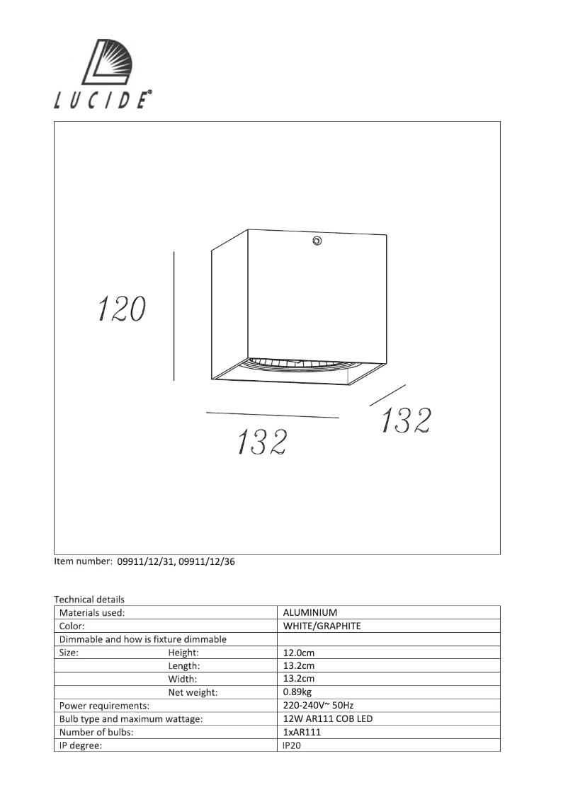 Page n°1 - Manuel utilisateur Lucide Dialo 09911/12/36