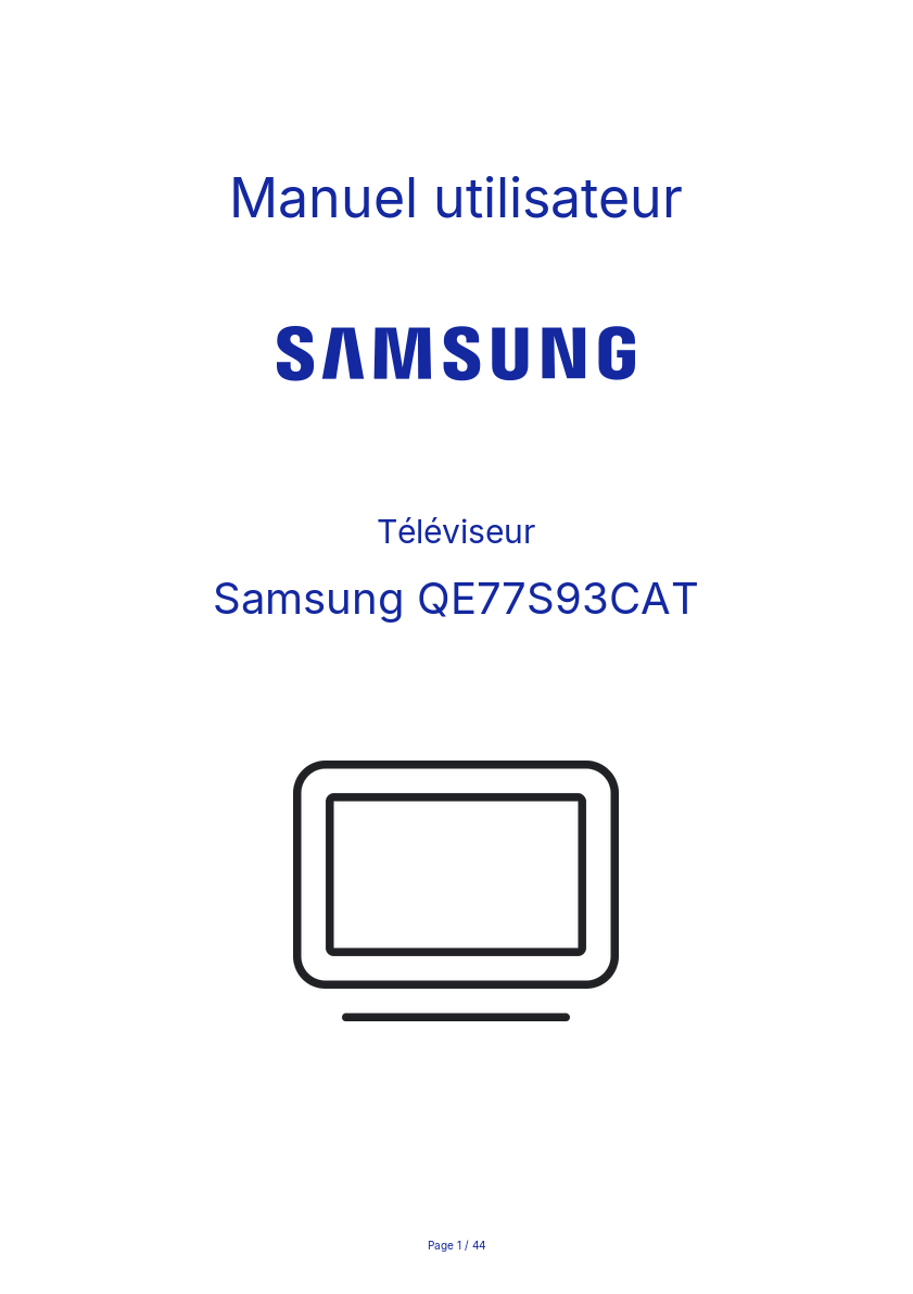 Page n°1 - Manuel utilisateur Samsung QE77S93CAT