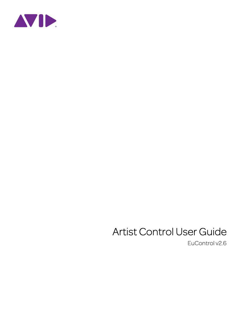 Page n°1 - Manuel utilisateur Avid ARTIST CONTROL V2