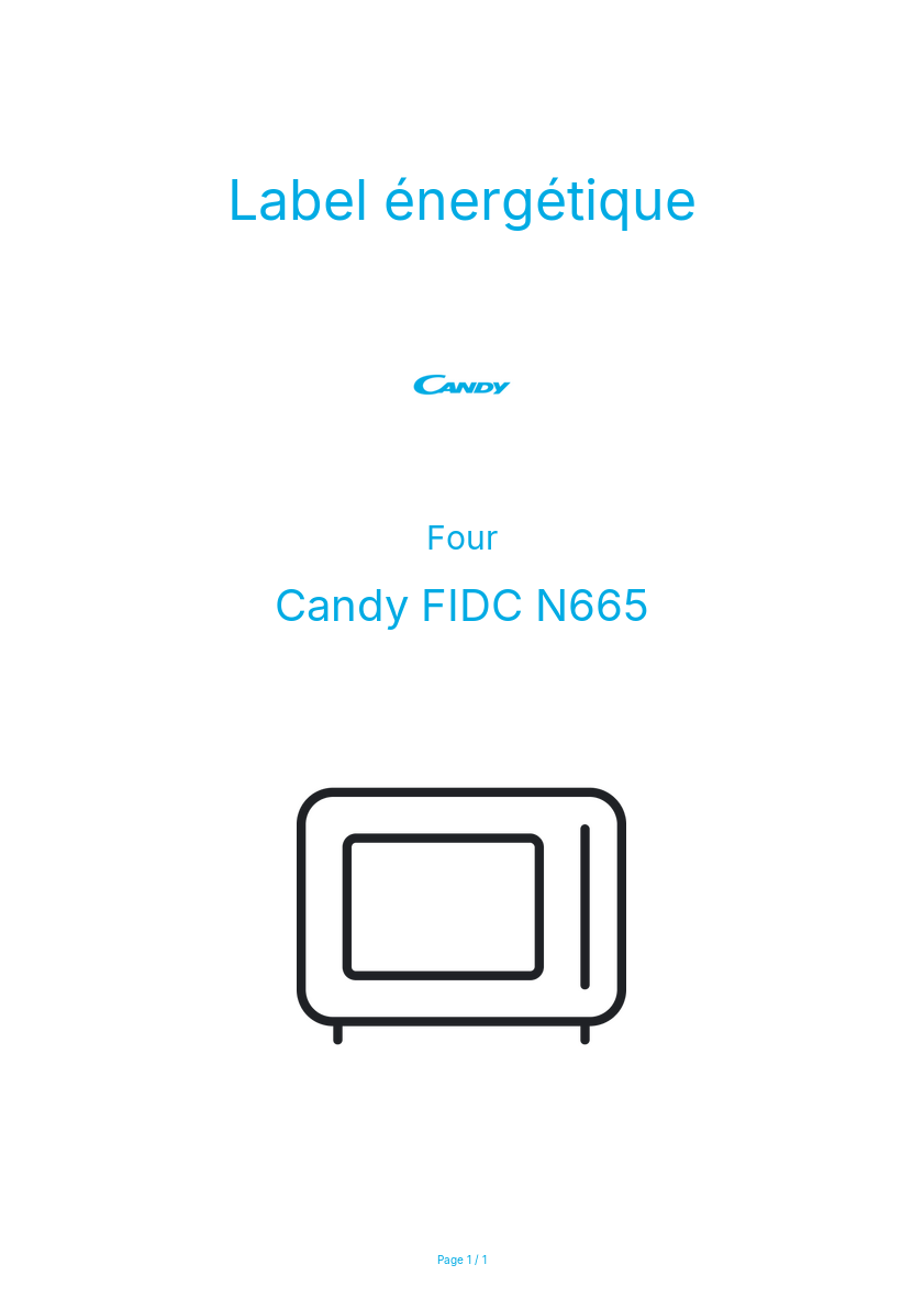 Page n°1 - Label énergétique Candy FIDC N665