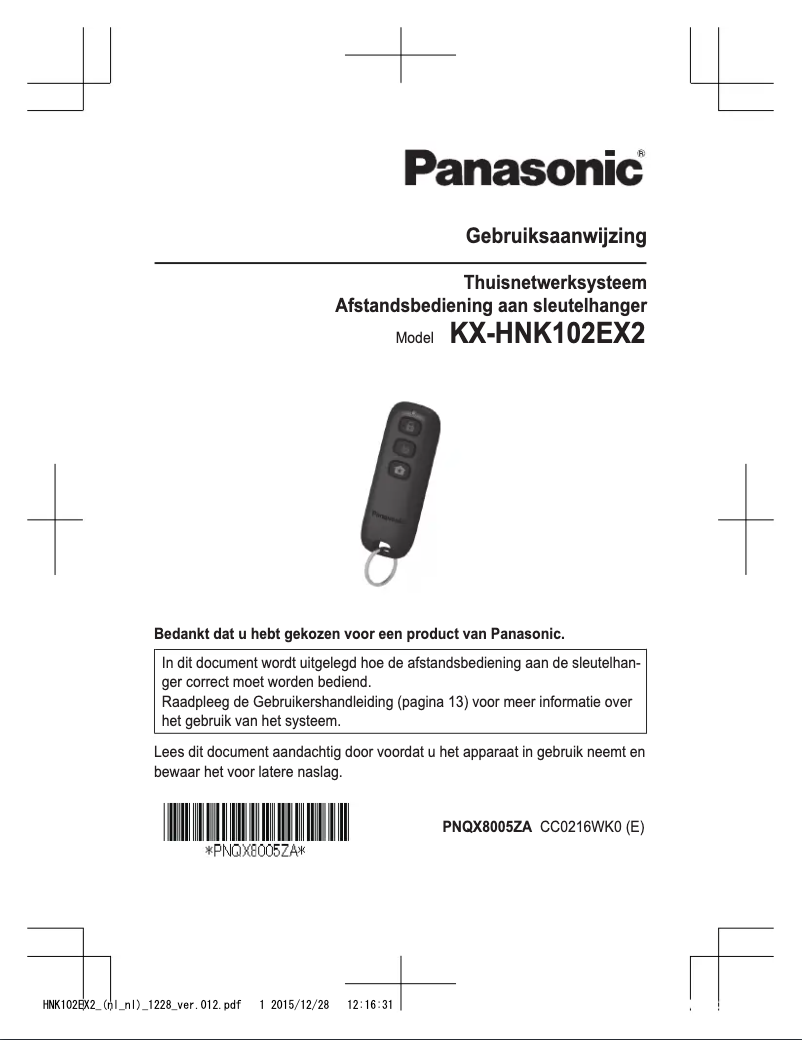 Page 1 de la notice Manuel utilisateur Panasonic KX-HNK102EX2