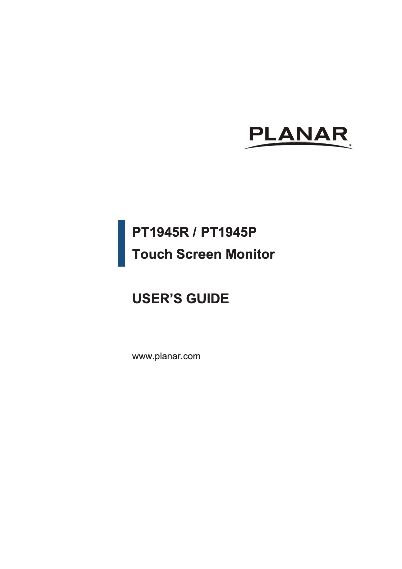 Page 1 of the manual User Manual Planar PT1945P