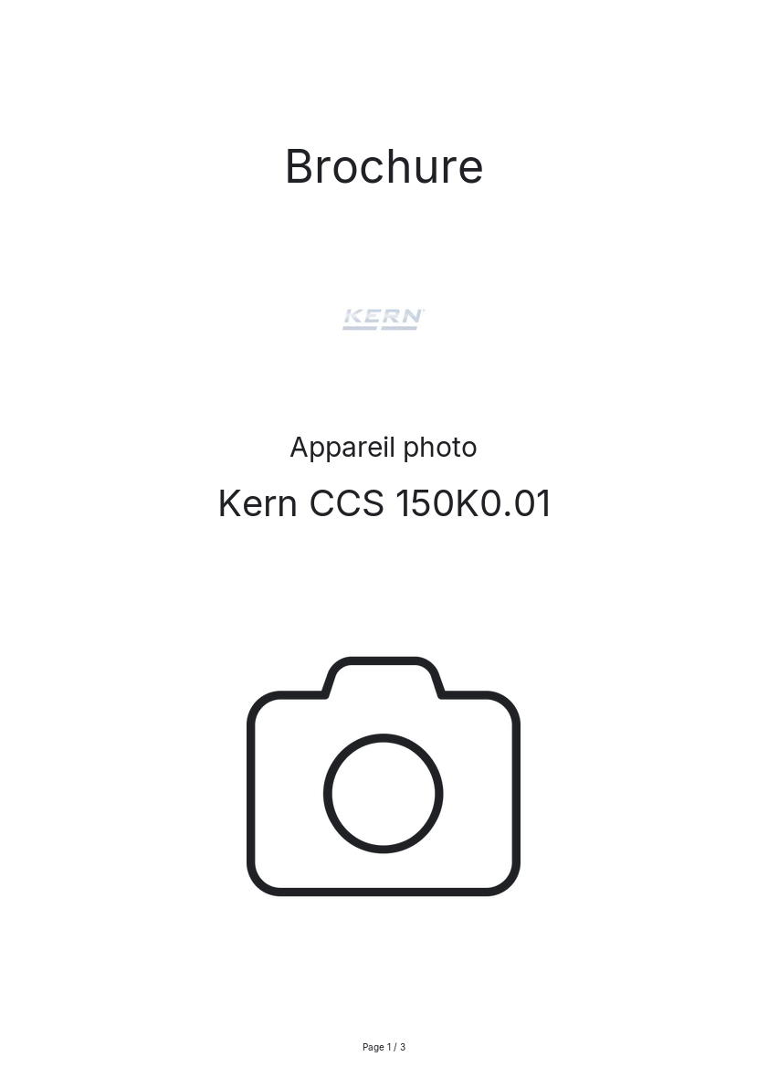 Page n°1 - Brochure Kern CCS 150K0.01
