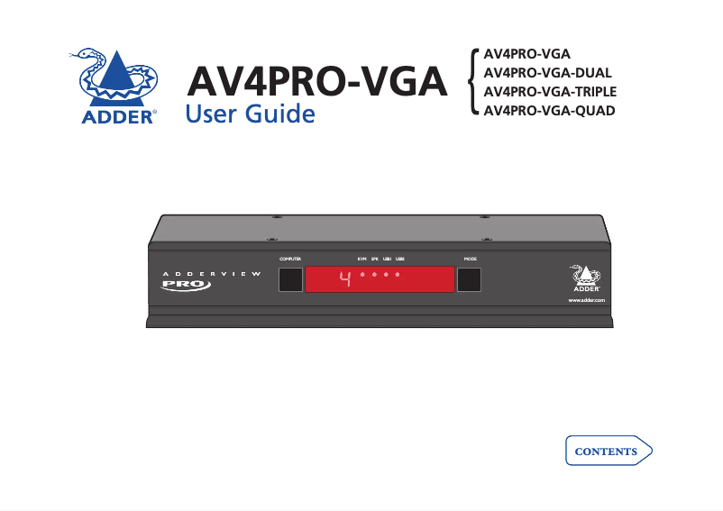 Page n°1 - Manuel utilisateur Adder AV4PRO-VGA