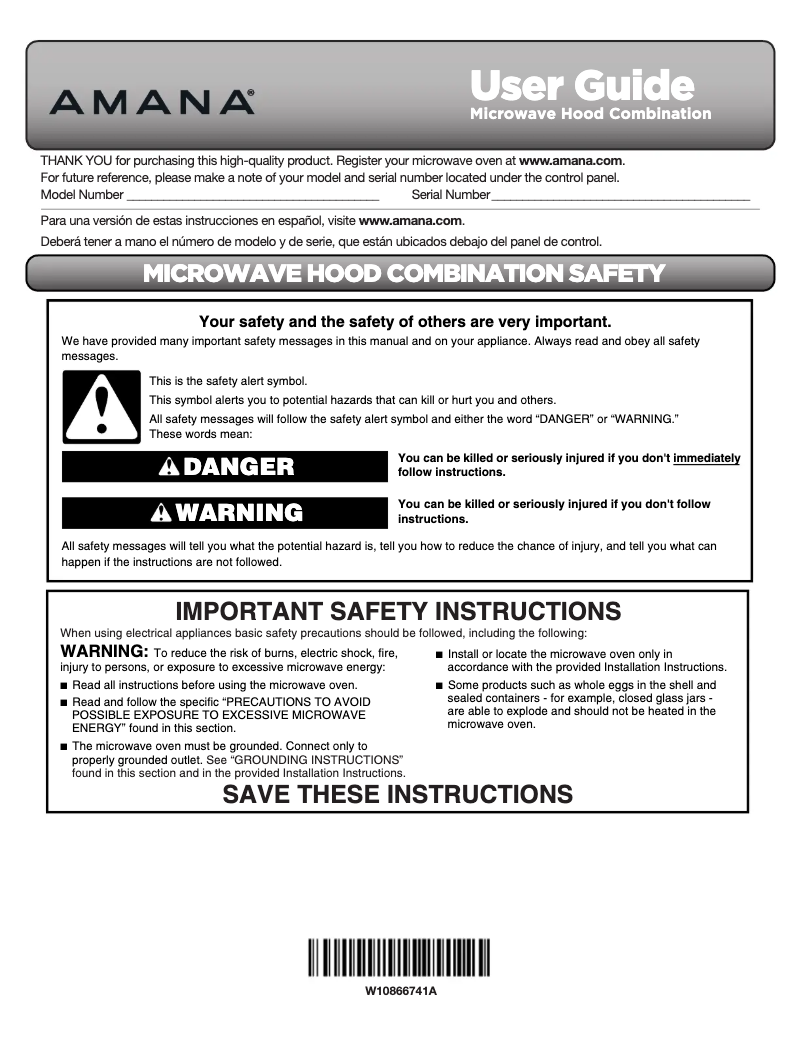 Page n°1 - Manuel utilisateur Amana AMV2307PFW