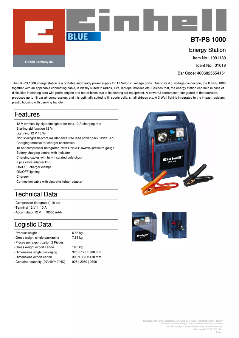 Image de la première page du manuel de l'appareil BT-PS 1000