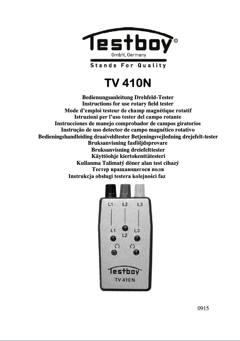 Page n°1 - Manuel utilisateur Testboy TV 410N