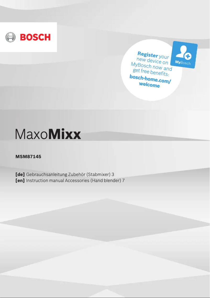Page n°1 - Manuel d'utilisation et d'entretien Bosch MSM87145