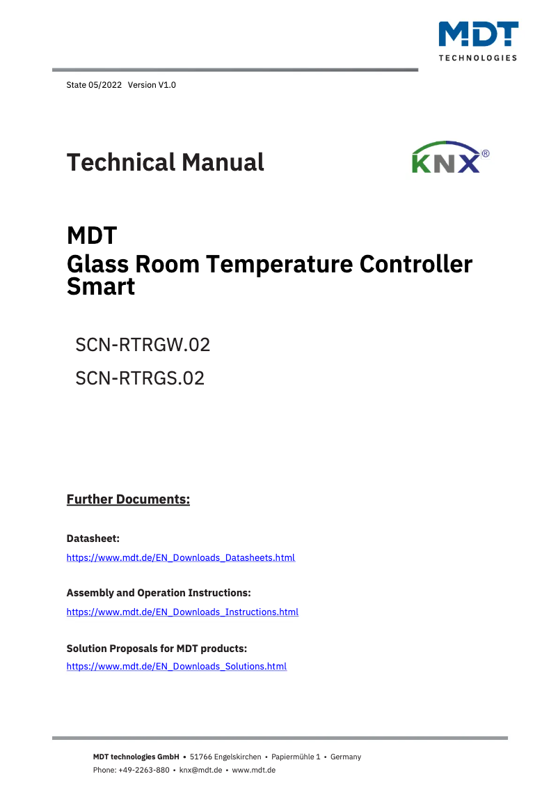 Page 1 de la notice Manuel utilisateur MDT SCN-RTRGW.02