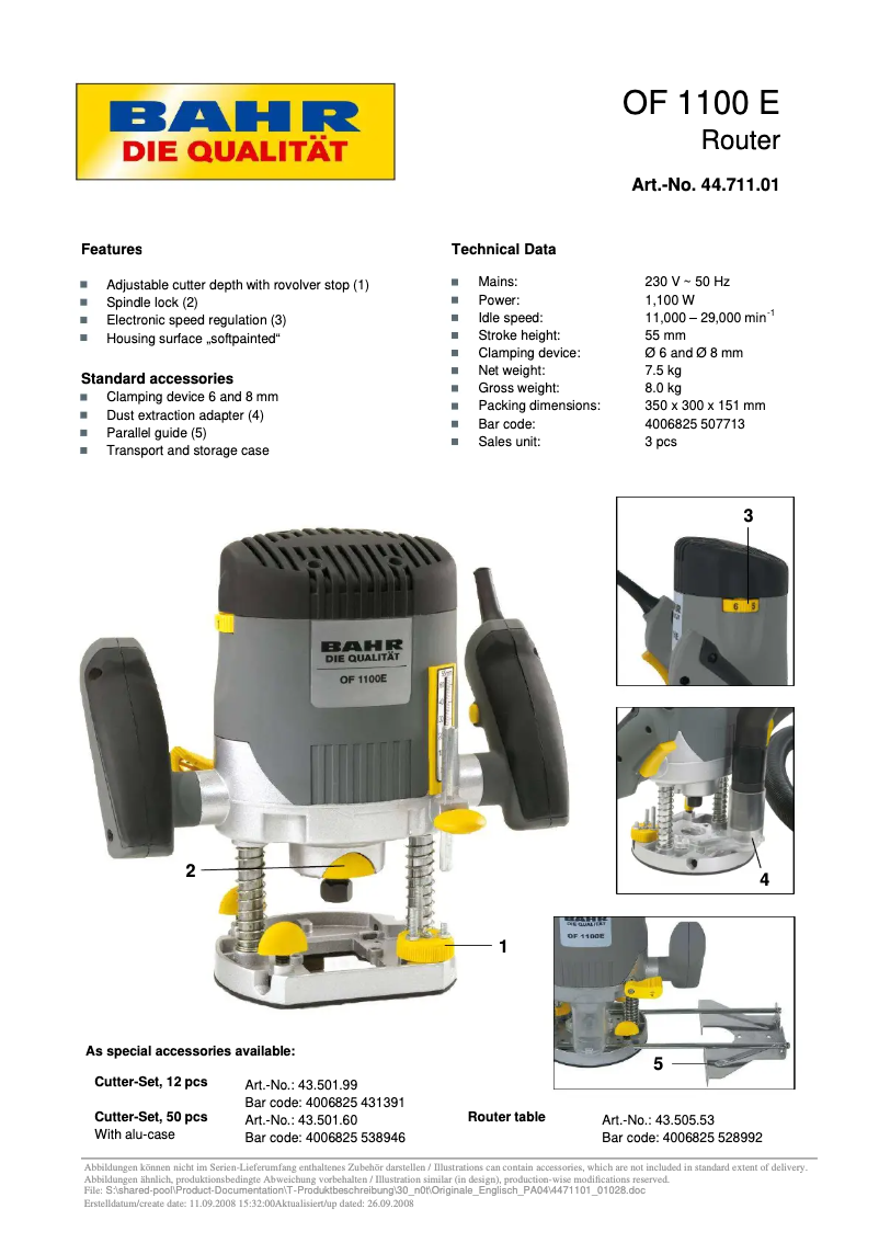 Image de la première page du manuel de l'appareil OF 1100 E
