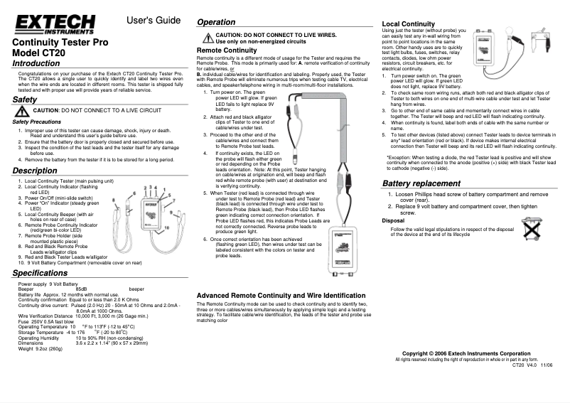Image de la première page du manuel de l'appareil CT20