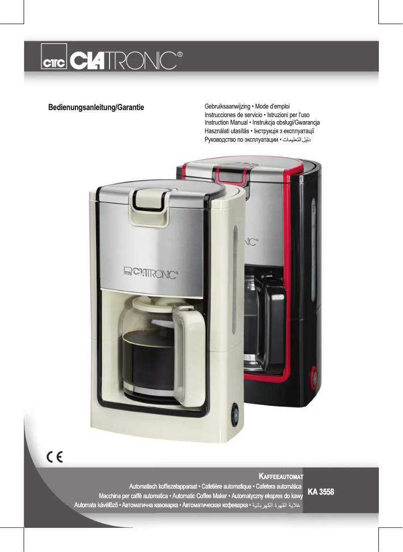 Page 1 de la notice Manuel utilisateur Clatronic KA 3558