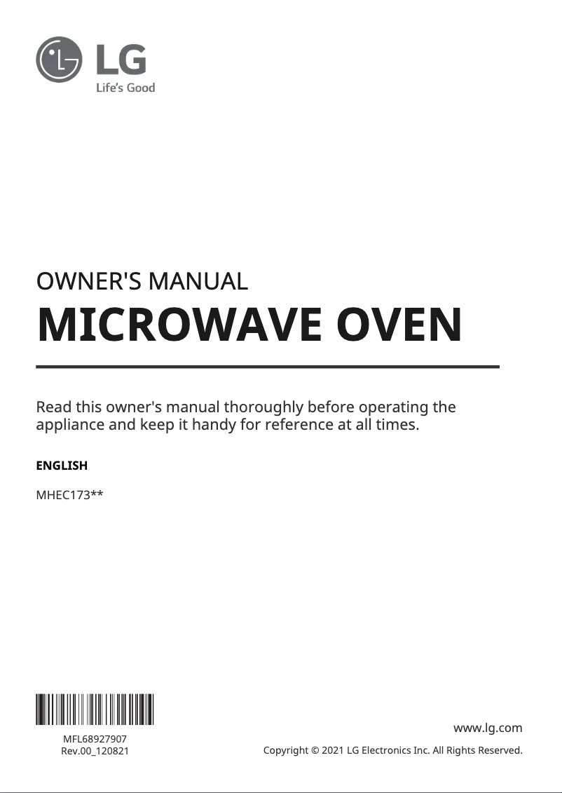 Page 1 de la notice Manuel utilisateur LG MHEC1737F