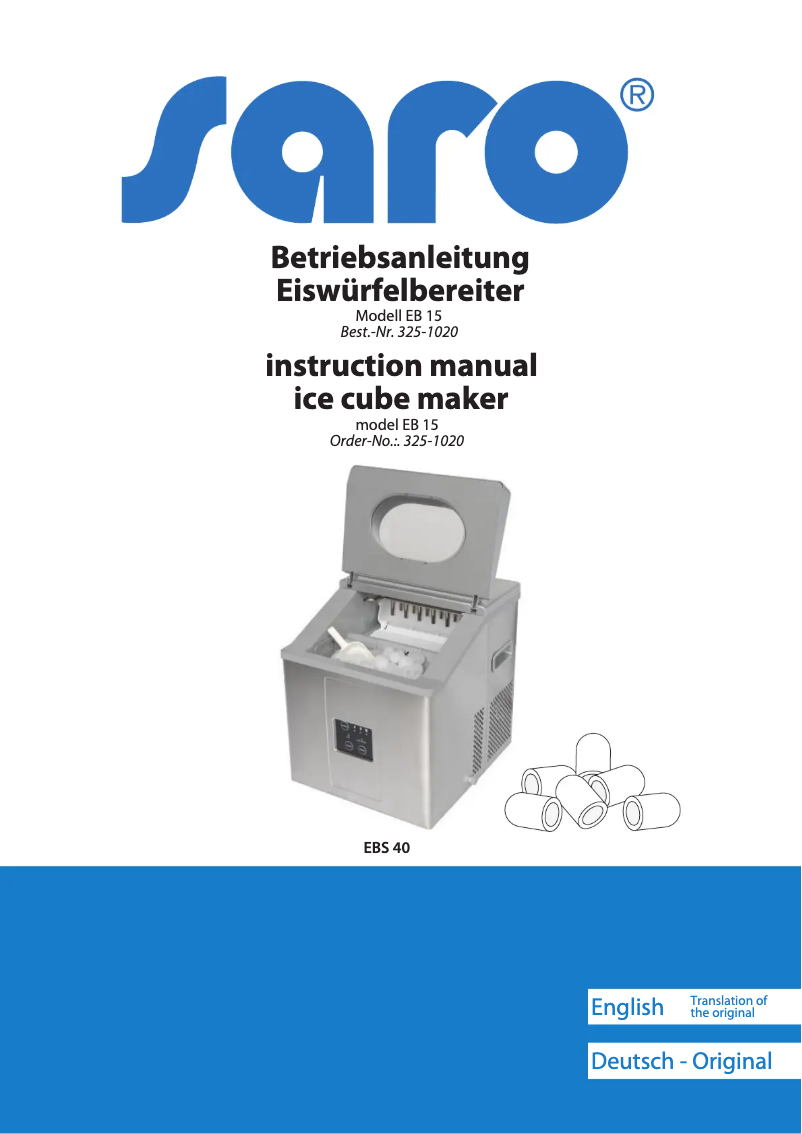 Page 1 de la notice Manuel utilisateur Saro EB 15